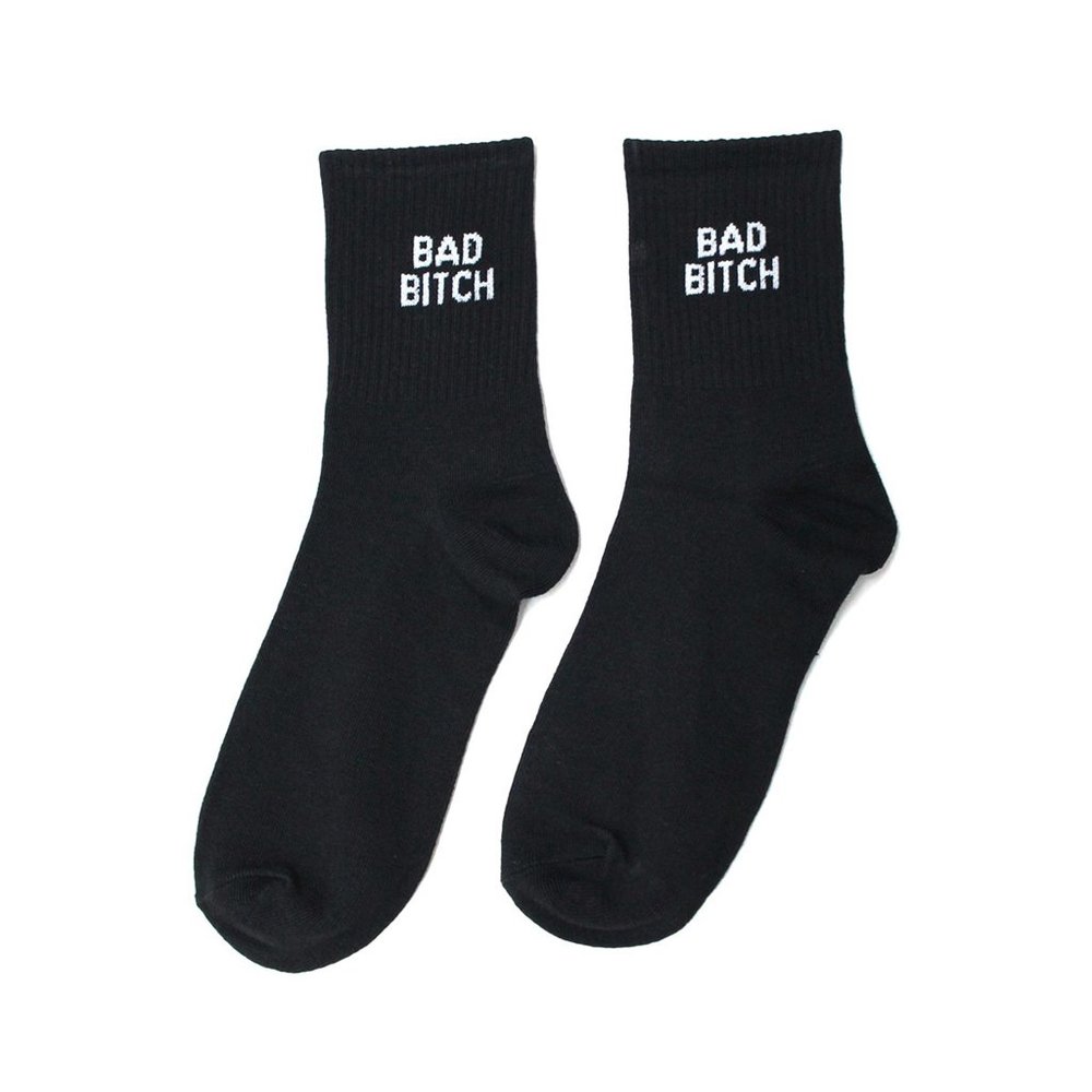 Bad B!tch Crew Socks - Black/White - DRIKOR